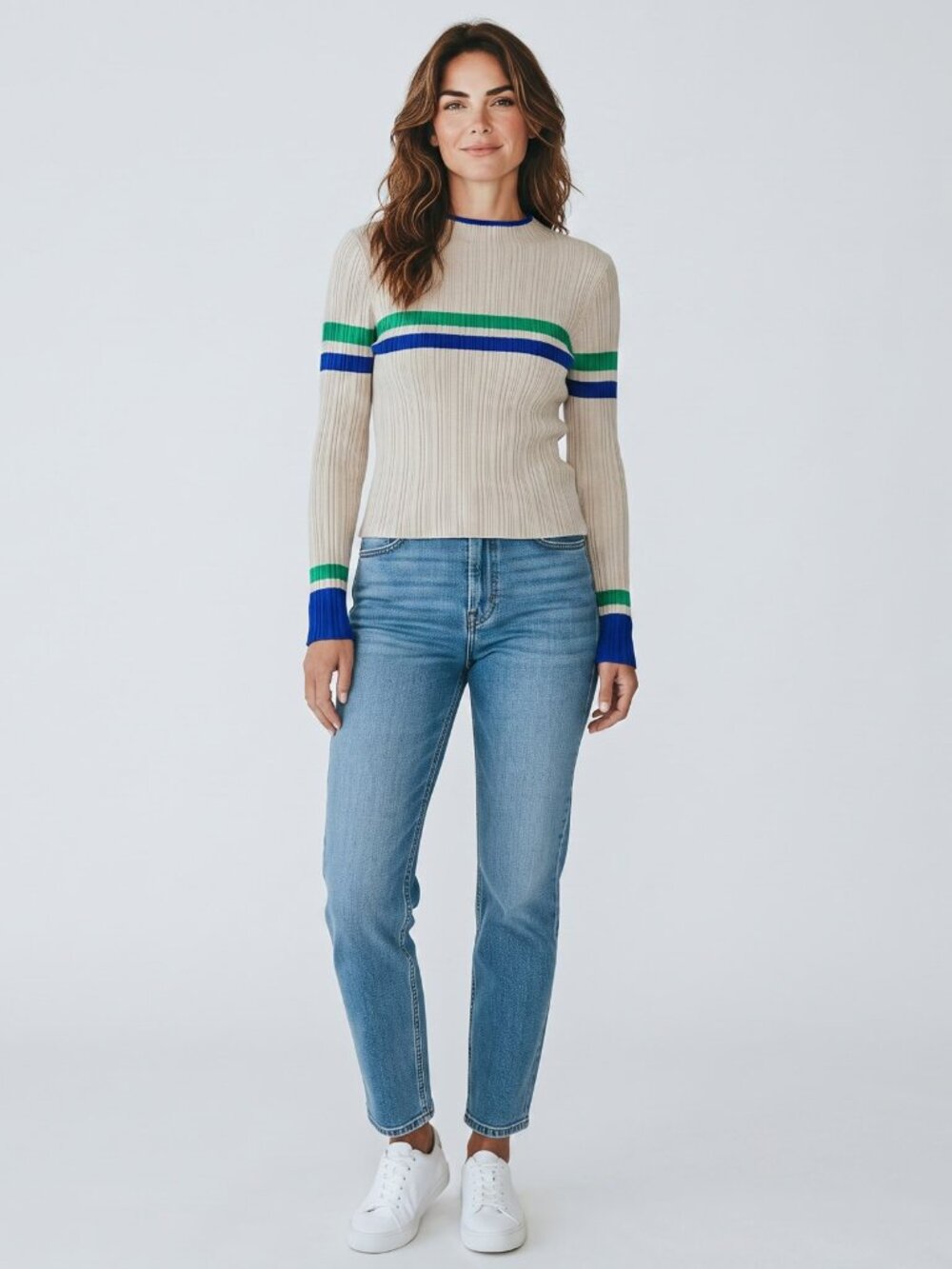 BDG Urban Outfitters Cream Stripe Open Keyhole Back Crop Top